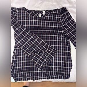 Navy Plaid Women's Blouse